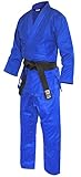 Fuji Single Weave Judo Gi Uniform - Kids & Adults Cotton Training Gi for Judo (Blue, 5)