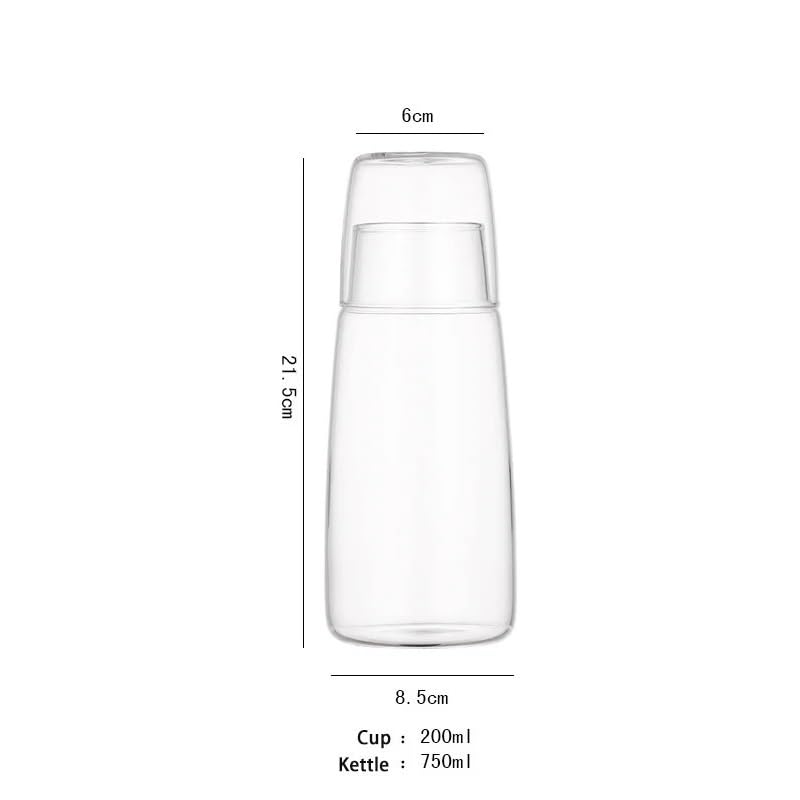 Caraffa Set di teiere in Vetro da 750 ml, Acqua Calda e Fredda, caraffa for Acqua Trasparente con Tazza in Vetro, bollitore for Acqua da Comodino Brocca(Grijs)