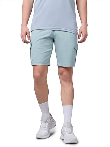 Image of TECHNOSPORT Men's Solid Slim Fit Sports Shorts TS Flexi Quick Dry Polyester Drawstring with Pockets UPF50+ for Gym Running Workout Anti Odour
