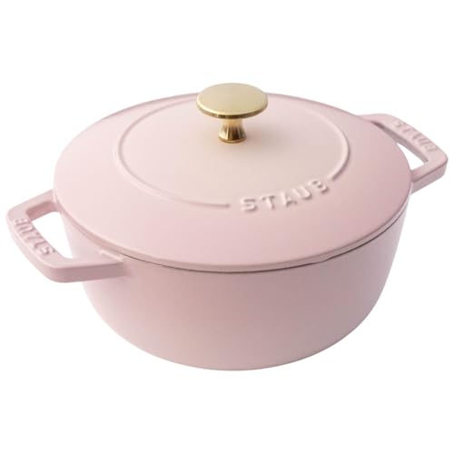 Staub Wa-NABE Sorbet Rose Z1032-761 Wanabe Sorbet Rose M 7.1 inches (18 cm) Pink Two-Handed Casting, Enameled Pot, Rice, Induction Compatible, Japanese Authentic Product