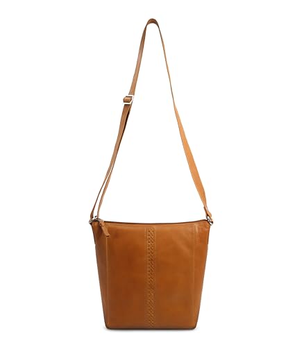 ASHIBO Weaving Design Genuine Leather & Nappa Tan Crossbody Bag For Women and Ladies, 27 X 29 X 8 CM4