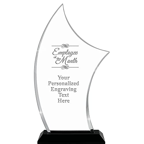 Crown Awards 9.25" H Pinnacle Employee of The Month Acrylic Award - Customized Presentation Trophy for Recognition, Includes Free Laser Engraving Prime