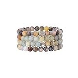 Fengling 4 PCS Beaded Crystal Bracelet for Women 8mm Natural Gemstones Handmade Bracelet for Girls Healing Stretch Bracelets Crystal Jewelry for Women Gifts