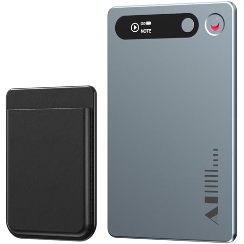 MECHEN Grabadora de Voz IA, 64 GB Grabadora Digital para Conferencias y Llamadas, Transcribe Resume con IA, Soporta 81 Idiomas, Control de Aplicación,con Funda Anillo Magnético (Gris)