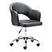HomeRoots Electroplated Steel & MDF Black Faux Leather Curved Open Back Office Chair