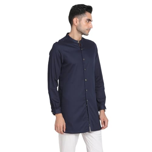 Chemise de fête bleu marine homme en coton jacquard idéale pour vos soirées