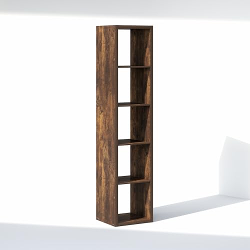 Image of Furinno Cubic Extra Thick 5-Cube Closet Organizers and Storage, Amber Pine | 14.6 x 16 x 72 in, Open Shelf Closet Storage, Closet Organizer, for Wardrobe, Bedroom, Living Room