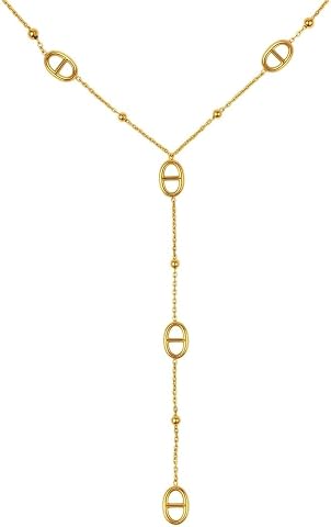 Collier Y maille marine, acier inoxydable
