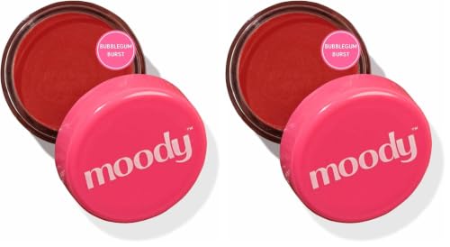 Image of Moody Plush 3-in-1 Lip, Cheek & Eye Tint - Bubblegum Burst with Cacao Butter, Shea Butter & Jojoba Oil | Long Lasting | Paraben Free Lip Balm Moisturizer For All Skin Type, 5gm (Pack of 2)