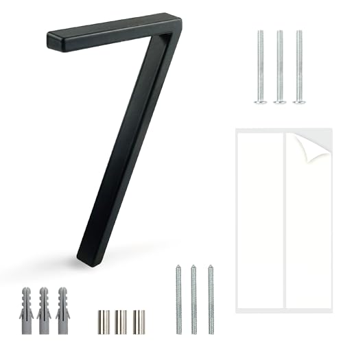 HASWARE Schwebendes Hausnummernschild: 5 Zoll (12cm) modernes Türschild – auffällig für Straßennummern (7, Schwarz)