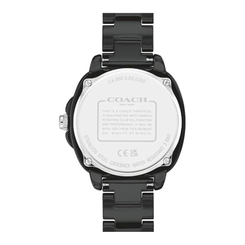 Image of Coach Kitt Qtz Basic Black Tonneau Dial Women's Watch|Black Ceramic Material|Black Color Band - 14504406