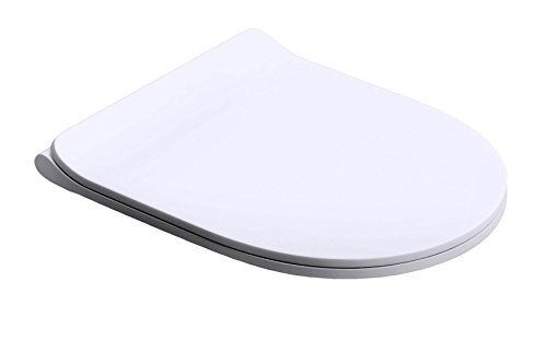 Durovin Bathrooms Soft Close Toilet Seat - D Shape Slim Design - One Touch Button Quick Release - 360 x 470 x 25mm (WxDxH)