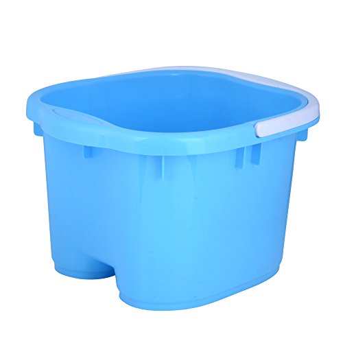 Foot Spa Bucket with Handle and Removable Rollers for Massage (Blue)