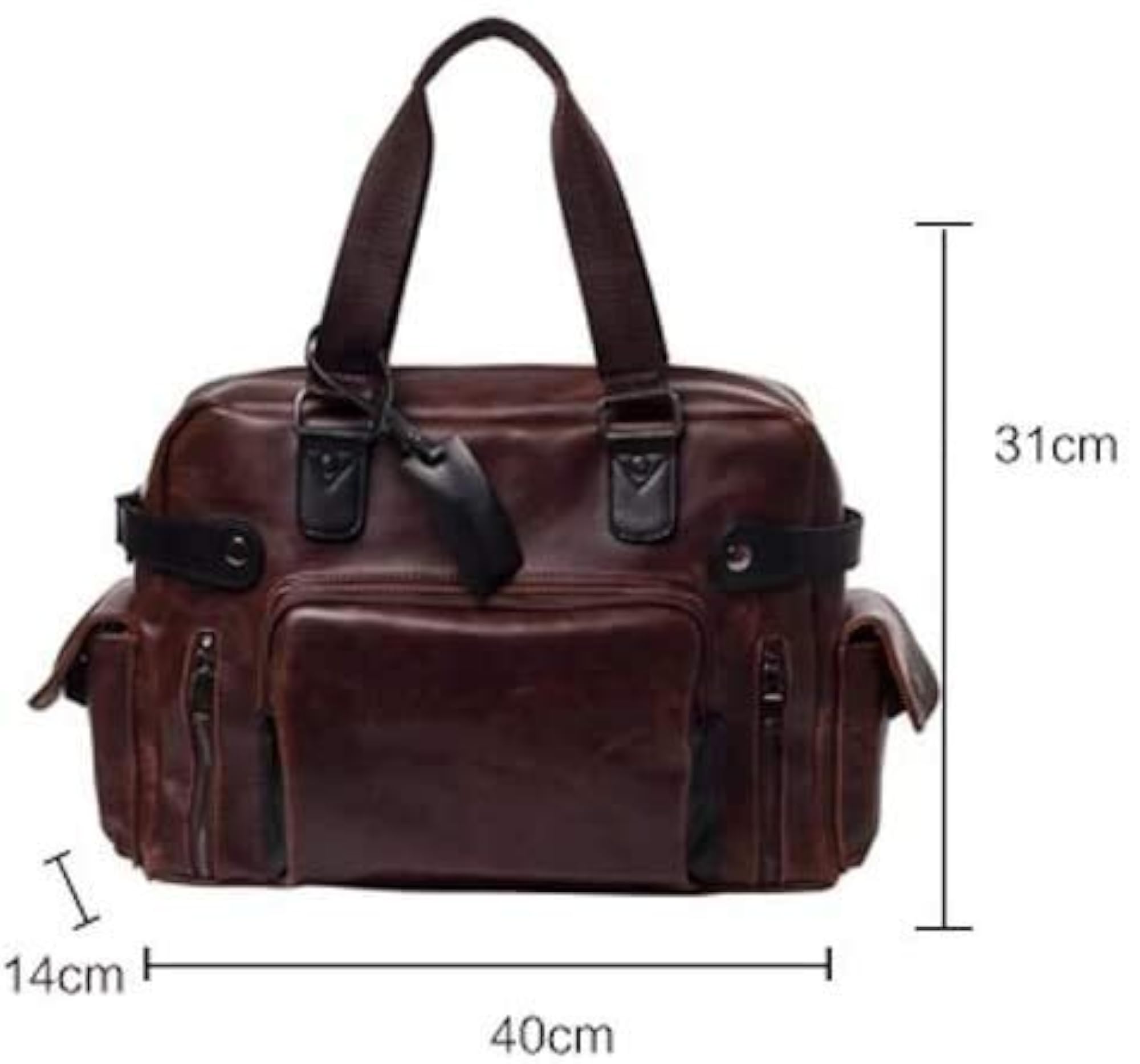 Leather Large Pocket Briefcase, Retro Men's Bag