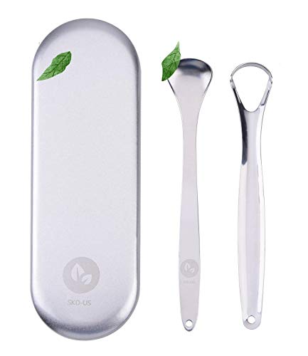 Tounge Scraper Cleaner With Travel Handy Case, Stainless Steel Tongue Cleaner Professional Eliminate Bad Breath For Adults, Kids, Men & Women, Metal Reusable Tongue Scraper For Better Dental Hygiene