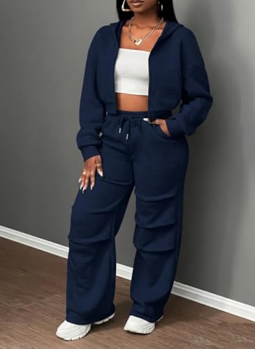 Image of Q - RIOUS Women's Baggy Mid Waisted Lounge Sweat Pants with Drawstring Athletic Flared Joggers with Pockets