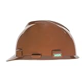 MSA 464658 V-Gard Cap Style Safety Hard Hat With Staz-on Pinlock Suspension | Polyethylene Shell, Superior Impact Protection, Self Adjusting Crown Straps - Standard Size in Brown