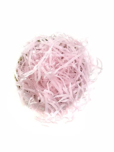Image of Eco Sarras thin shredded paper crinkle paper grass strips gift tray decoration, gift hamper decorations, gift box fillers, wedding birthday & valentines day gift (200 Grams, Light Pink)