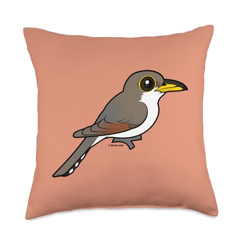 Cute Cartoon Yellow-billed Cuckoo Birdorable Bird Species Throw Pillow