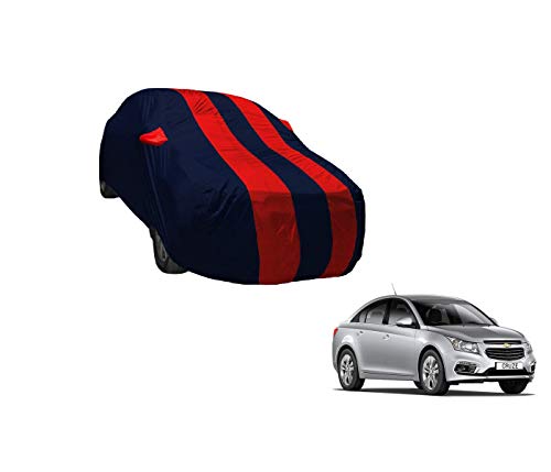 Image of Auto Hub Car Cover Compatible with Chevrolet Cruze with Weather Proof, Mirror Pocket, Triple Stitched, Cruze Car Cover- Navy-Red