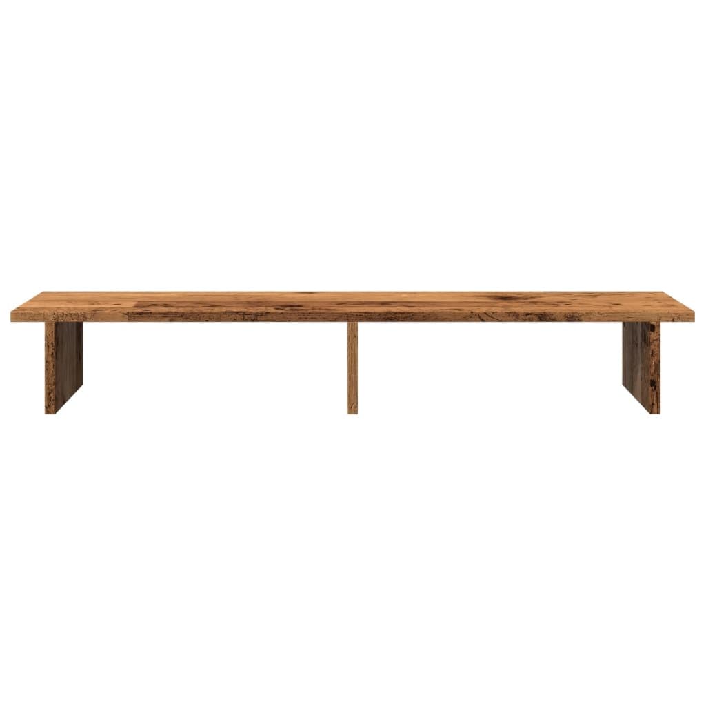 Supporto per monitor, effetto legno anticato, 100 x 27 x 15 cm, per postazione di lavoro ergonomica, regolabile in altezza, pieghevole, portatile, con organizer, ideale per casa, gaming e