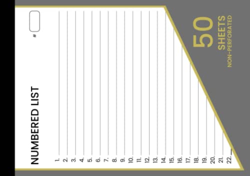 Numbered List Notepad: Reminders Organizer for Work, School, or Home, 6 x 8.5 Inches, 50 Sheets, Medium Sized