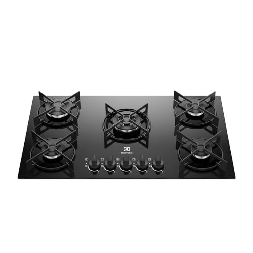 Electrolux Cooktop 5 Bocas Gás Electrolux Mesa de Vidro Efficient Tripla Chama e Grade Aço Fosco (KE5GT) Bivolt