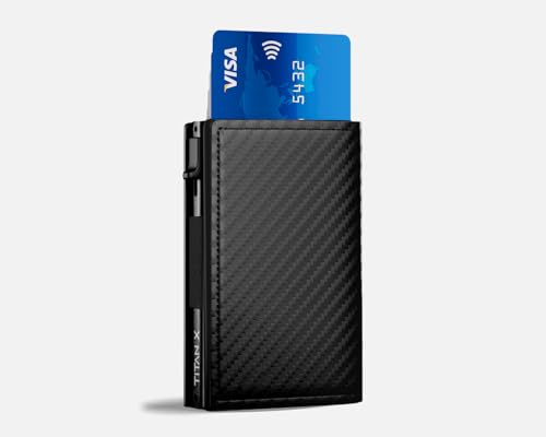 TITAN X Trifold Wallet | Minimalist Slim Metal and Leather anti RFID Wallet | Wallet for Men | Front Pocket Minimalist Wallet, Slim Wallet, Gift Boxed (Carbon Fiber)2