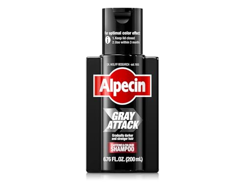 Alpecin Gray Attack Caffeine & Color Shampoo for Men 6.76 Fl Oz | Gradually Darker and Stronger Hair | Natural Looking Color Effect for Less Grays | Leaves Hair Feeling Stronger