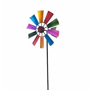 JYCRA 69 cm kleurrijke windspinner, metalen windmolen tuindecoratie 360 draaibare windsculptuur voor buiten tuin (veelkleurig)