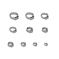 WEAXIO 100 Stück Schlauchschellen Set, 10 Größen 304 Edelstahl 6-30mm Crimp Rohr-Schlauchschelle für Schlauchverschraubung, Wasser rohr, Klempner und Automobil-Tubing