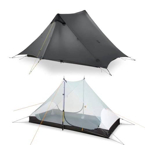 LANSHAN Ultralight Tent 3-Season Waterproof Backpacking Tent for 2 Person Camping, Climbing, Hiking, Travelling, Mountaineering, 2-Person, Dark Grey