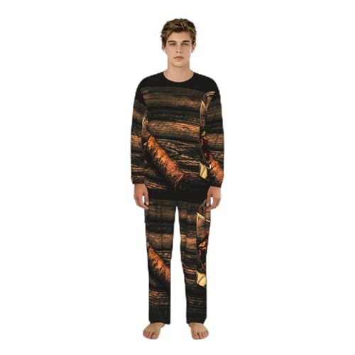 Pyjama homme chic motif cigare et whisky coupe fluide premium