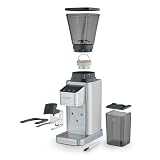 CASO BaristaChef Inox – elektryczny młynek do kawy, trwały stożkowy mechanizm mielący ze stali nierdzewnej, z uchwytem sitkowym, 48 precyzyjnych stopni mielenia, bez aromatu 450 obr./min, indywidualne