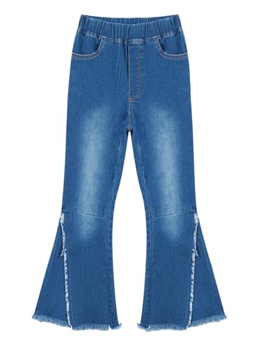 Flared Jeans for Girls Elastic Waistband Crisscross Bell-Bottom Casual Denim Pants3