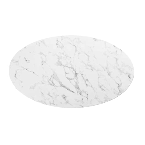Image of Modway Lippa 48 inch Oval-Shaped Mid-Century Modern Dining Table with Artificial Marble Top and Gold Base