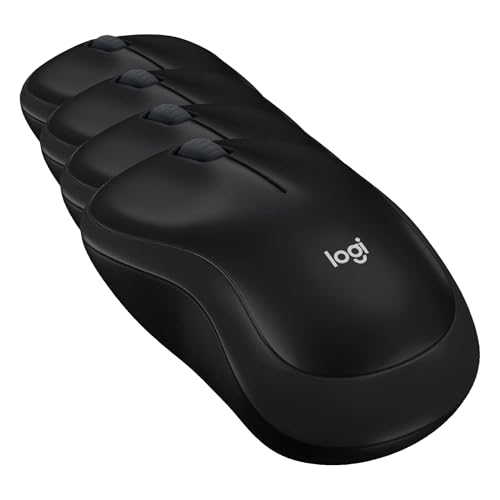 Image of Logitech M185 Wireless Mouse, 2.4GHz with USB Mini Receiver, 12-Month Battery Life, 1000 DPI Optical Tracking, Ambidextrous, Compatible with PC, Mac, Laptop - Black (Pack of 4)