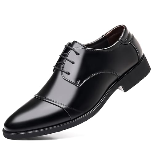 Image of Men's Vintage Cap Toe Dress Shoes Classic Formal Oxford Soft Leather Shoes Business Derby for Men