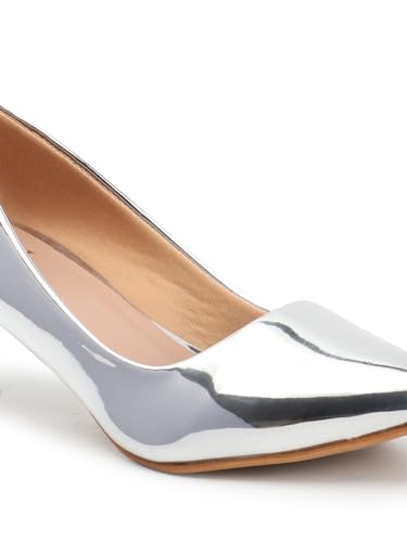 Image of Carlton London Women's Metallic Pointed Toe Kitten Heel Pumps