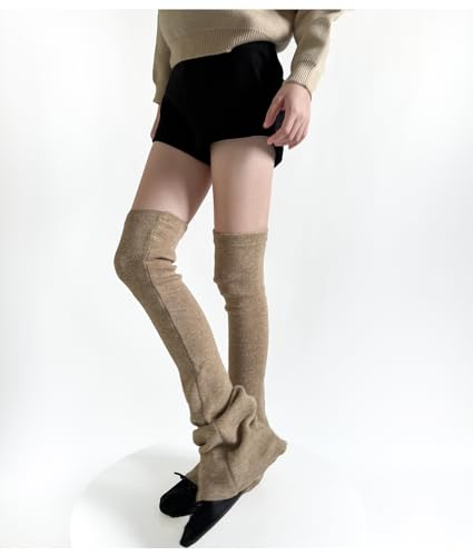 heyheyshine Women's Knit Leg Warmers Y2K Kawaii Cute Bottom Flare Leg Warmers Above The Knee Harajuku Leg Cover Accessories2