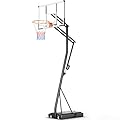 Yohood 10FT Basketball Hoop Adjustable Easily, Basketball Hoop Outdoor with Shatterproof PC Backboard, Portable Basketball Hoops & Goals for Teens/Adults in Backyard, Driveway and Court