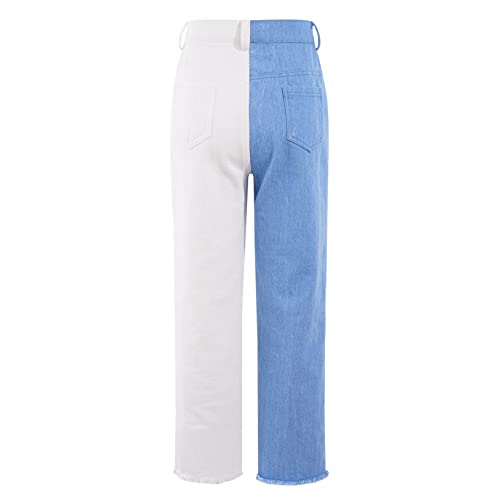 JanJean Kids Girls Ripped Denim Casual Wide Leg Pants Solid Color Washed Elastic Waist Loose Fit Distressed Jeans Trousers2