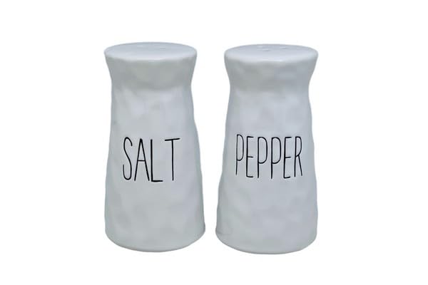 Acense Ceramic Salt and Pepper Shakers, 2 Piece Set, White