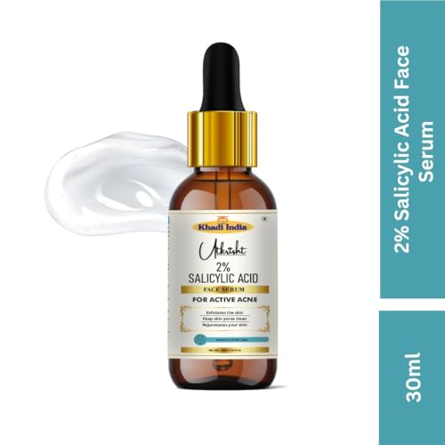 Image of khadi 2% Salicylic Acid Face Serum for Active Acne, Oil Control, Blackhead Removal, Pore Minimizing BHA Serum for Oily & Acne-Prone Skin, 30ml