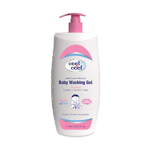 Cool & Cool Baby Washing Gel- 1 Liter - Head to Toe Baby Bath Dye Free Tear Free Alcohol Free Paraben-Free Vitamin-E & Aloe Vera Extract With Extra Mild Formula