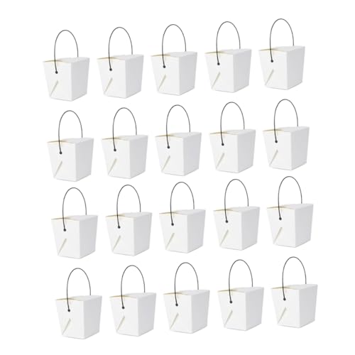 ABOOFAN 24pcs Paper Lunch Boxes Snack Wrapping Box for Takeout Handle Waterproof Oil-proof Disposable Practical