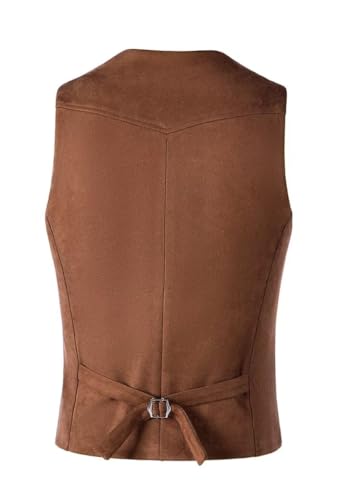 Boys Vest Suede Leather Western Vest V-Neck Cowboy Style Retro Waistcoat2