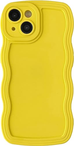 Tybiky Hülle Kompatibel mit iPhone12Mini, Farbe Curly Handyhülle, Schöne TPU Silikon Wellen Design Schutzhülle, Niedlich und Einzigartigen Frauen Mädchen Case Cover für iPhone 12Mini, Gelb