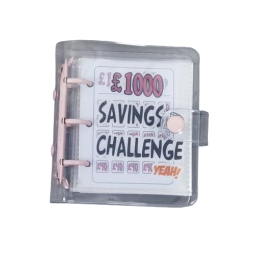 Savings Challenge Binder,Money Saving Challenge Mini Budget Binder Budget Book with Cash Envelopes for Budgeting Cash Planner(1000 pounds-Pink)