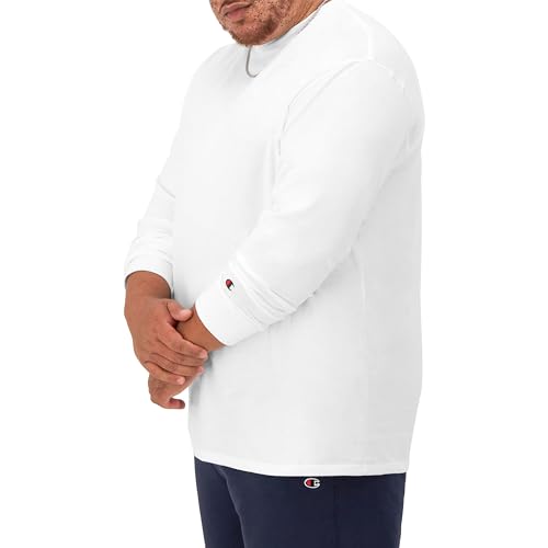 Image of Champion Men's Classic Long Sleeve T-Shirt, Standard Fit, Script & C Logo, Available in Regular and Big & Tall